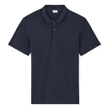Regular Cotton Blend Polo Shirt - Navy