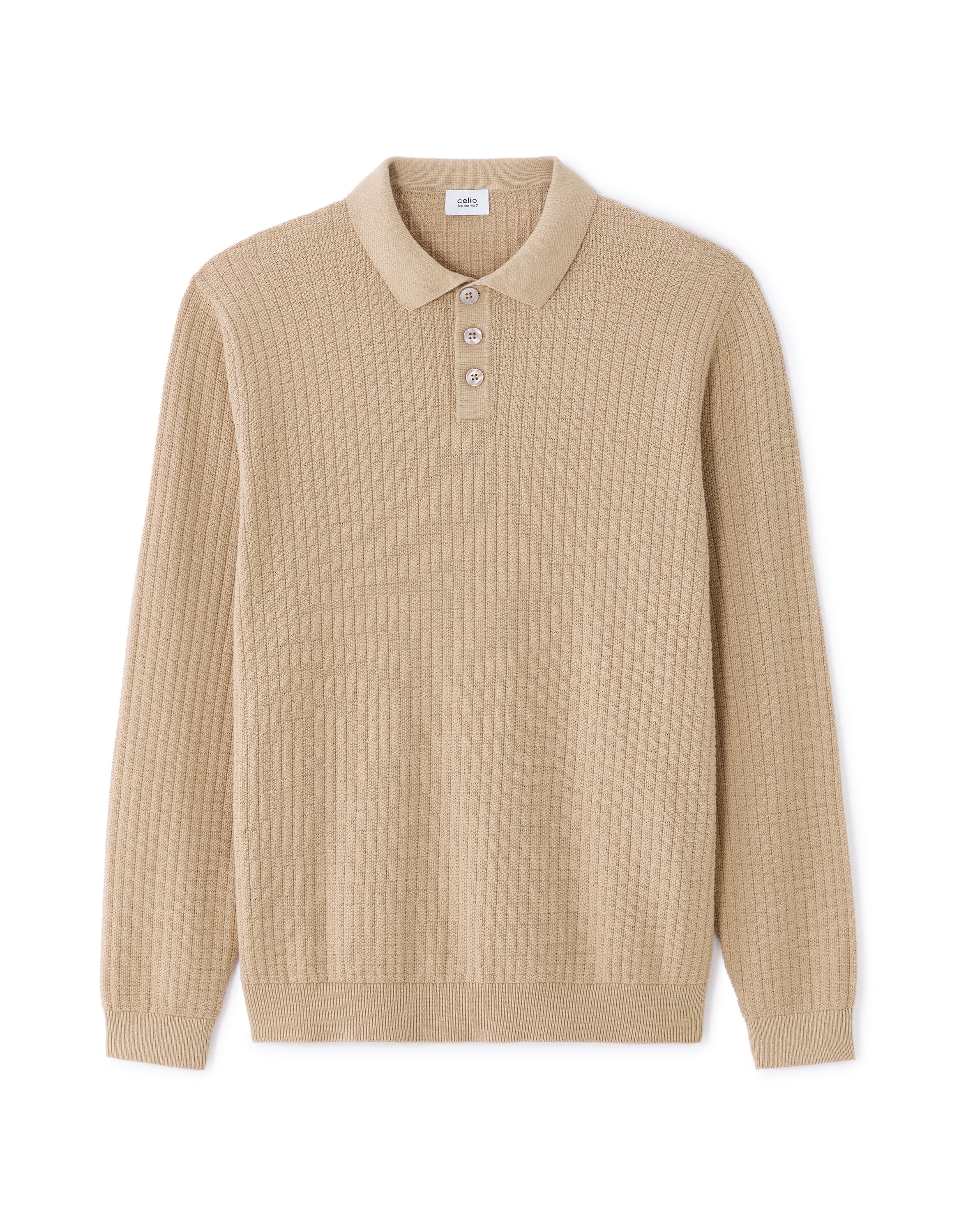 Polo Collar Sweater With Fancy Knit - Celio