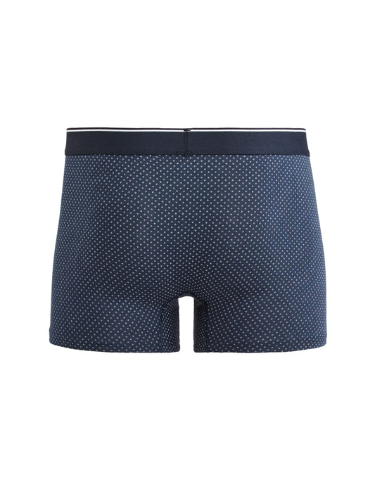 Printed Stretch Cotton Boxer Shorts - Navy