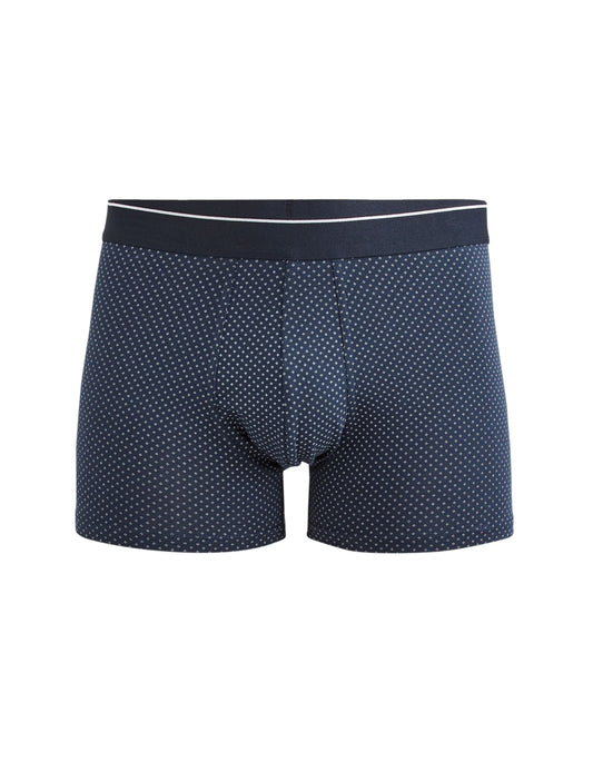 Printed Stretch Cotton Boxer Shorts - Navy