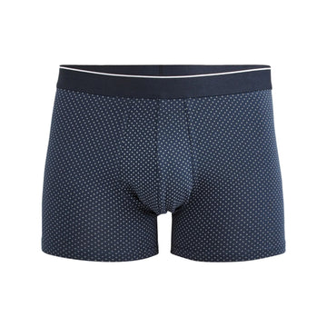 Printed Stretch Cotton Boxer Shorts - Navy