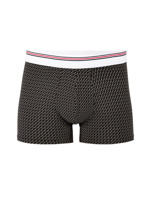 Printed Stretch Cotton Boxer Shorts - Black
