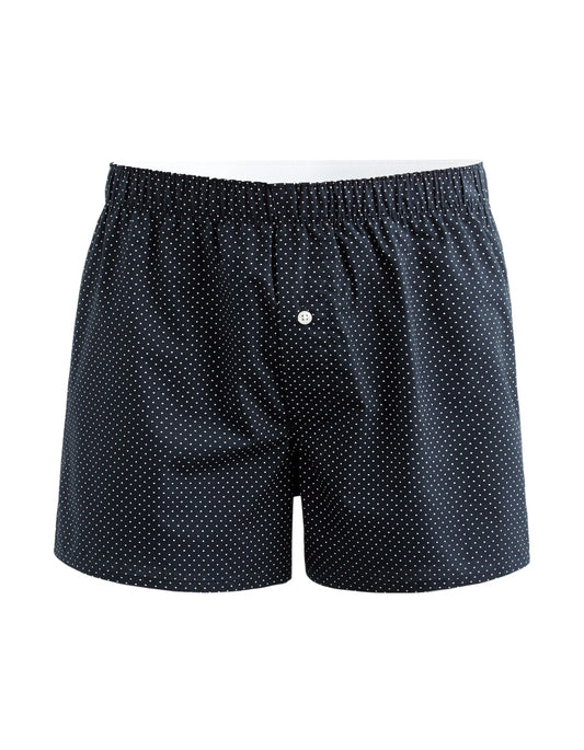 100% Cotton Polka Dot Boxer Shorts - Navy