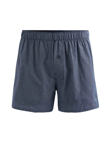 100% Cotton Boxer Shorts With Small Checks - Navy