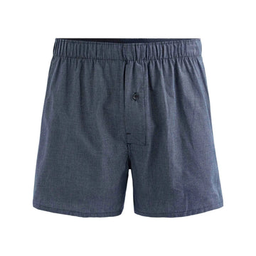 100% Cotton Boxer Shorts With Small Checks - Navy
