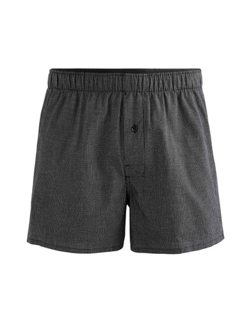 100% Cotton Boxer Shorts With Small Checks - Black
