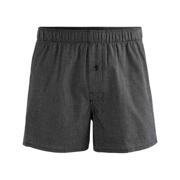 100% Cotton Boxer Shorts With Small Checks - Black