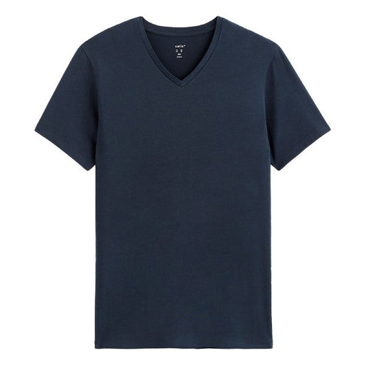 Slim V-Neck T-Shirt In Stretch Cotton