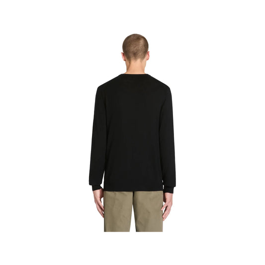 100% Merino Wool V-Neck Sweater - Black