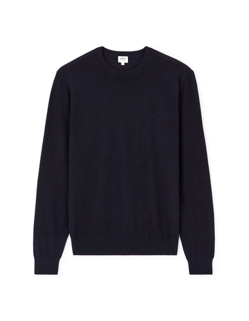 100% Merino Wool Crew Neck Sweater - Navy