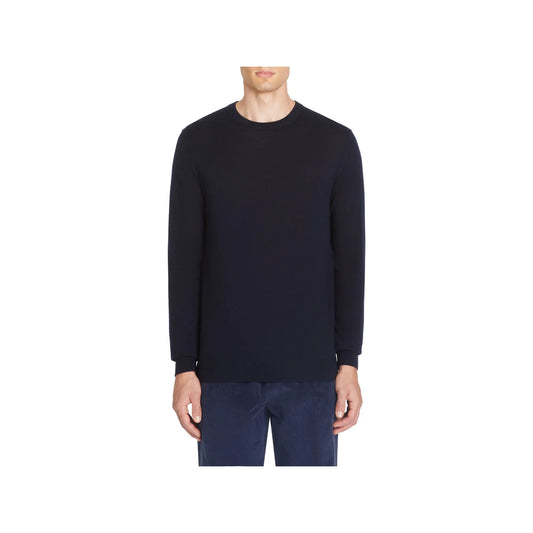  100% Merino Wool Crew Neck Sweater - Navy