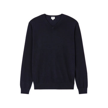 100% Merino Wool V-Neck Sweater - Navy