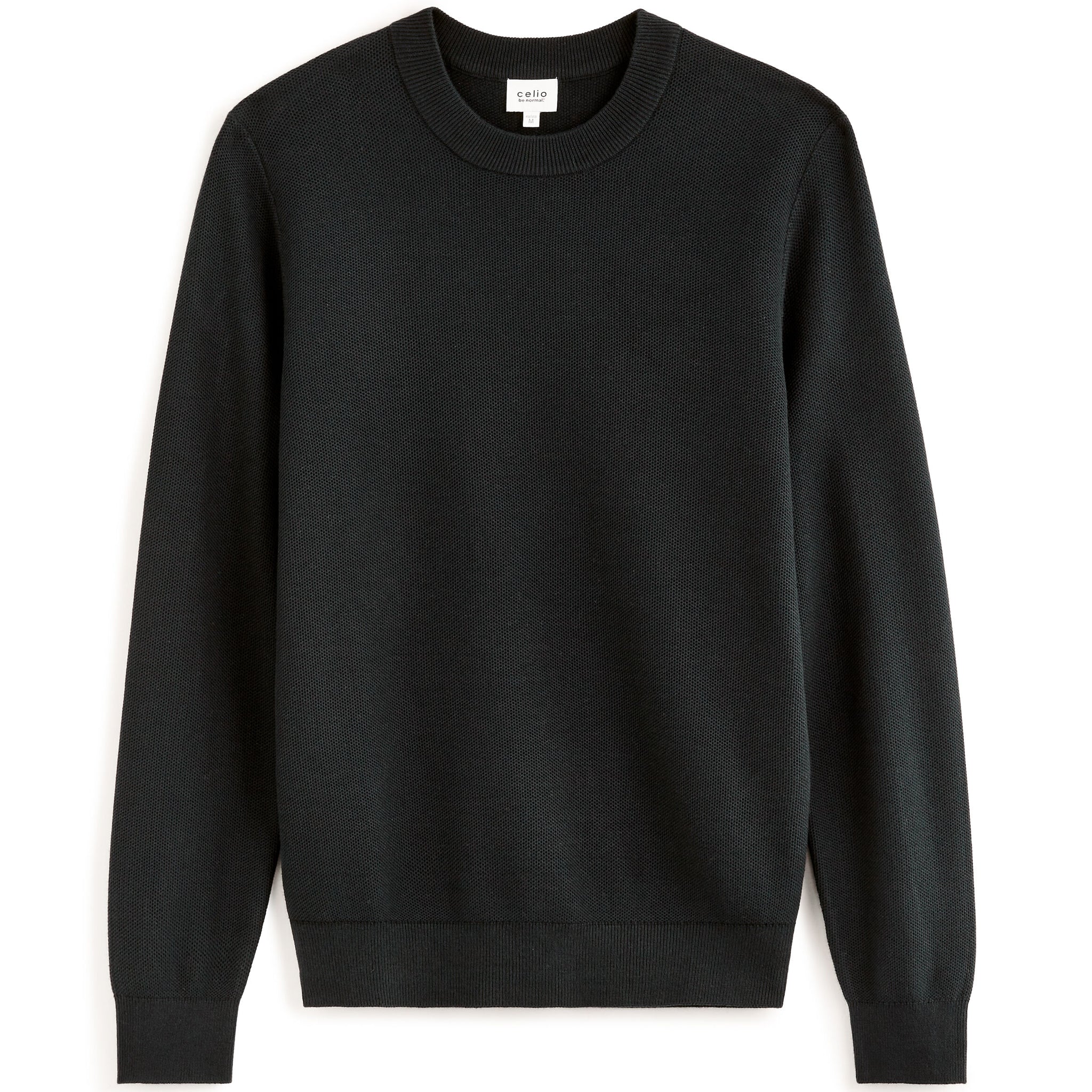 100% cotton crew neck sweater - black