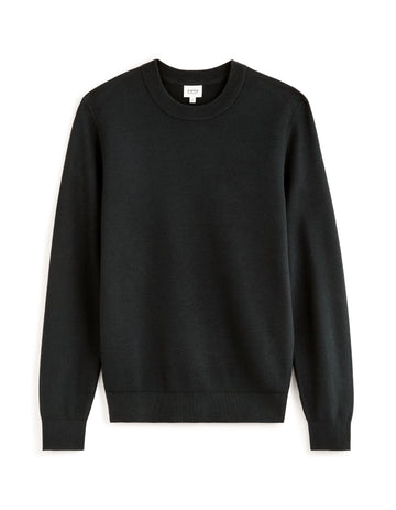 100% cotton crew neck sweater - black