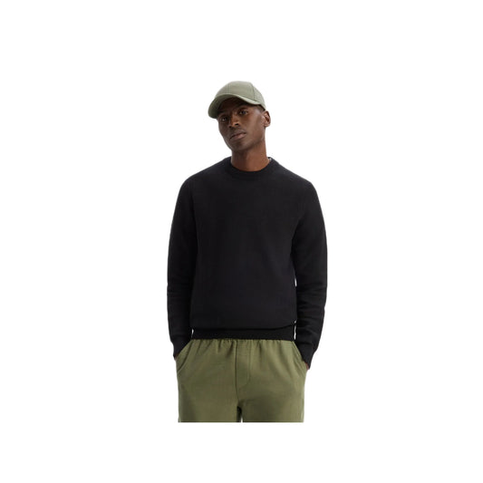 100% cotton crew neck sweater - black