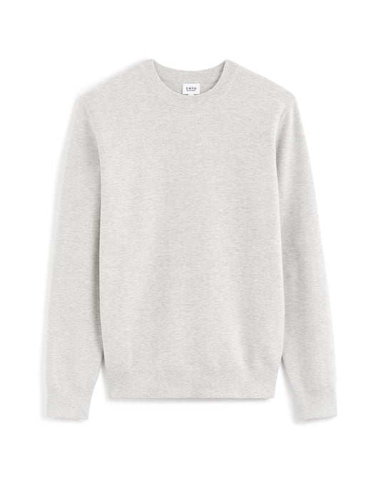 100% cotton crew neck sweater - medium grey