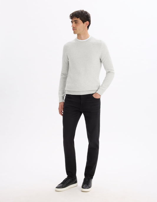 100% cotton crew neck sweater - medium grey