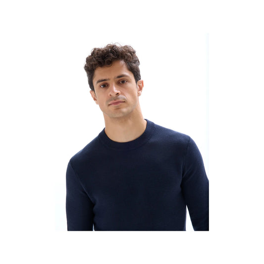100% cotton crew neck sweater - navy