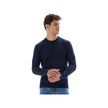 100% cotton crew neck sweater - navy