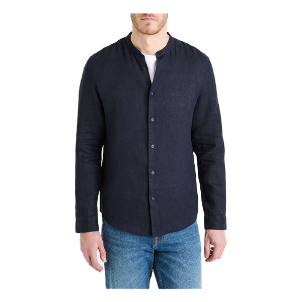 CELIO Regular Linen Shirt With Mandarin Collar