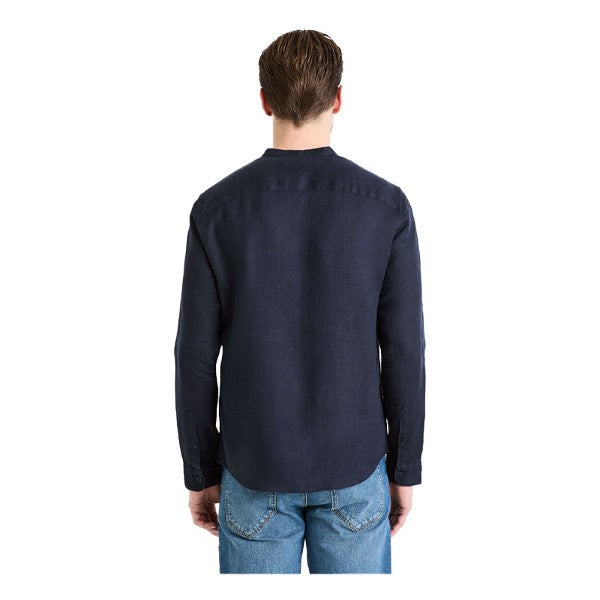 CELIO Regular Linen Shirt With Mandarin Collar