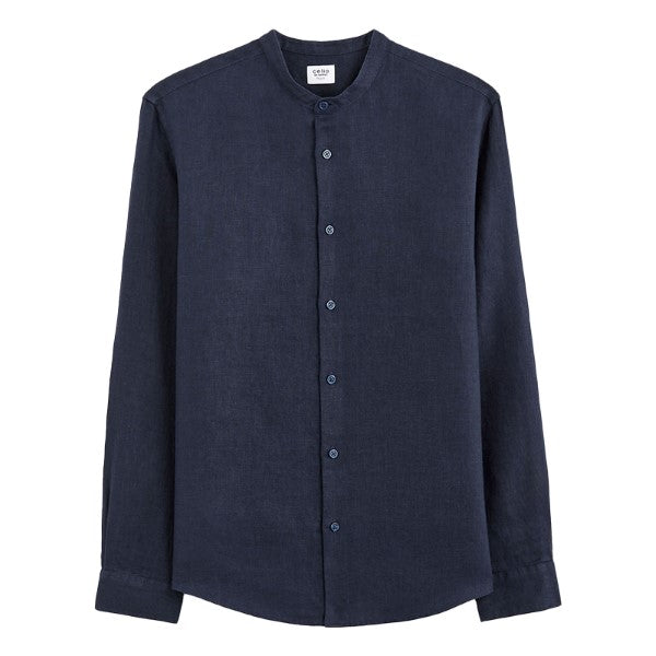 CELIO Regular Linen Shirt With Mandarin Collar