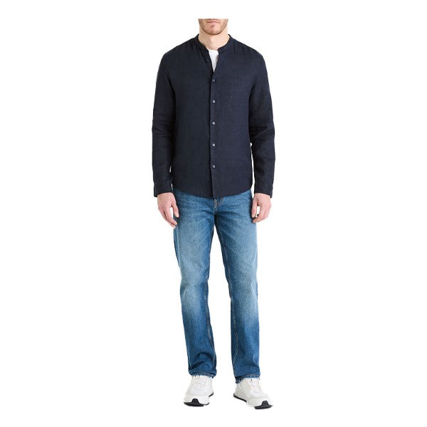 CELIO Regular Linen Shirt With Mandarin Collar