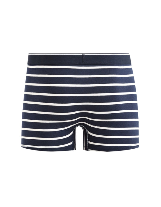 Printed Stretch Cotton Boxer Shorts - Navy