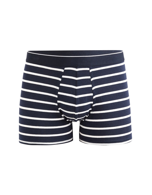 Printed Stretch Cotton Boxer Shorts - Navy
