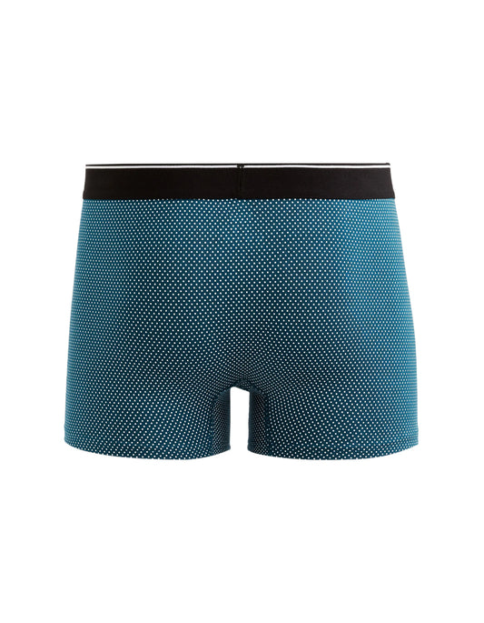 Printed Stretch Cotton Boxer Shorts - Blue