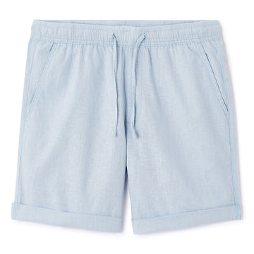 Linen And Cotton Bermuda Shorts - Light Blue