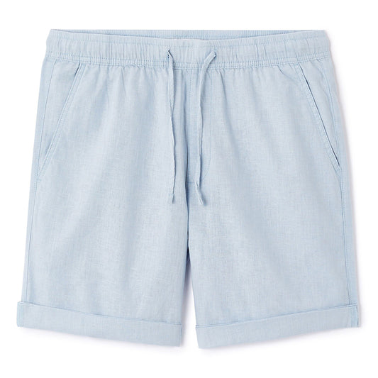 Linen And Cotton Bermuda Shorts - Light Blue