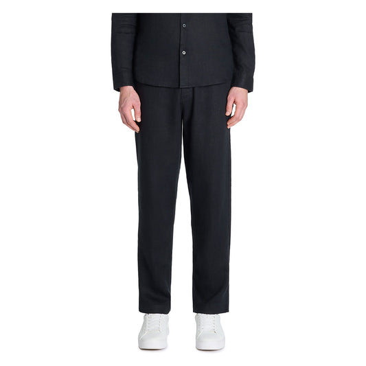 100% Linen Straight Pants - Black