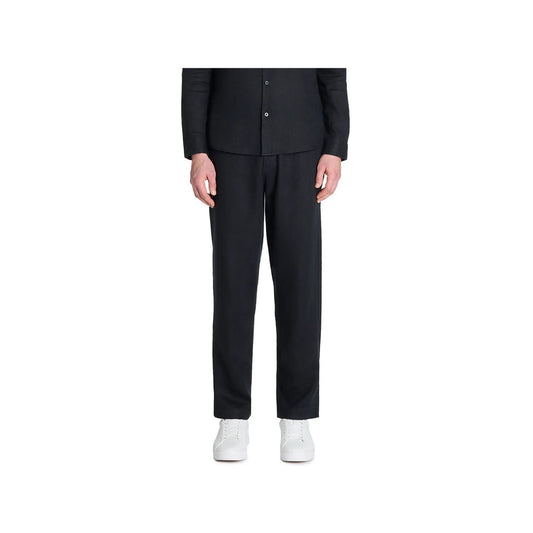 100% Linen Straight Pants - Black