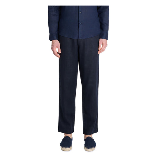 Straight Pants 100% Linen - Navy