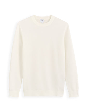 100% cotton round neck sweater - ecru