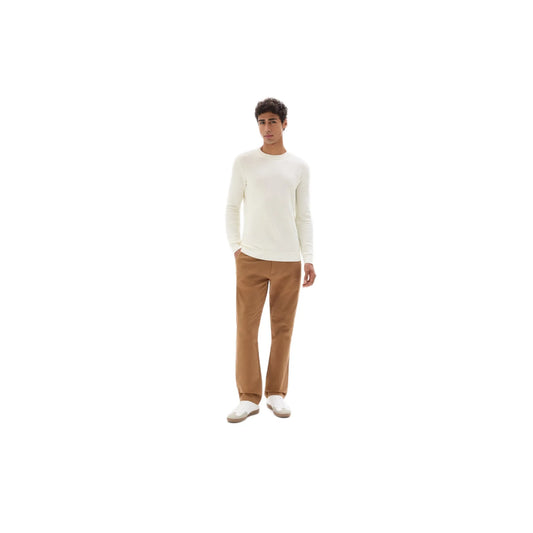 100% cotton round neck sweater - ecru
