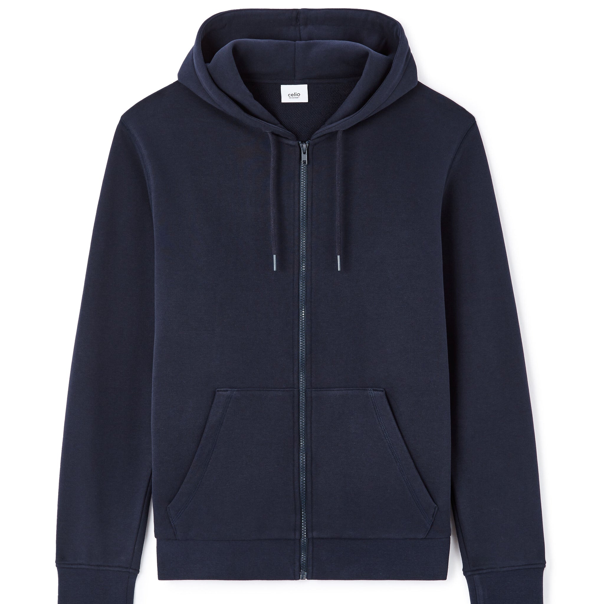 100% cotton zip-up hoodie - navy