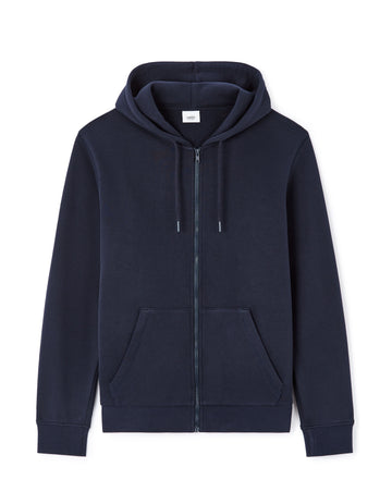 100% cotton zip-up hoodie - navy
