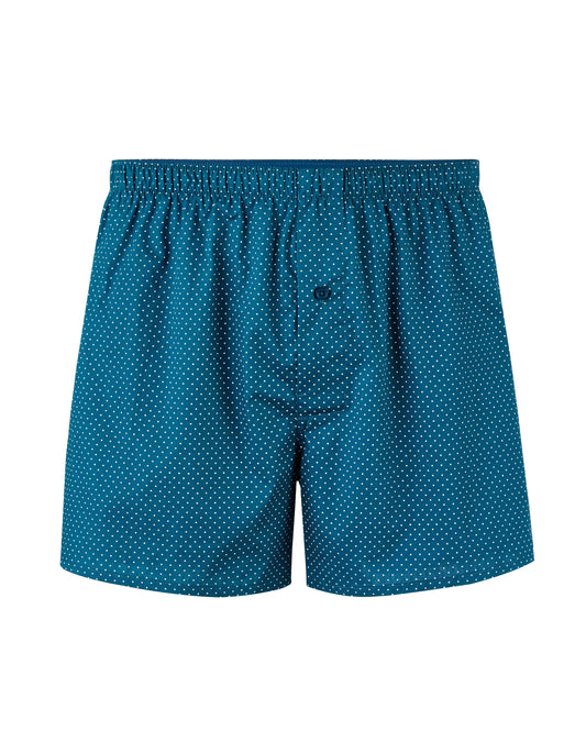 100% Cotton Polka Dot Boxer Shorts - Blue