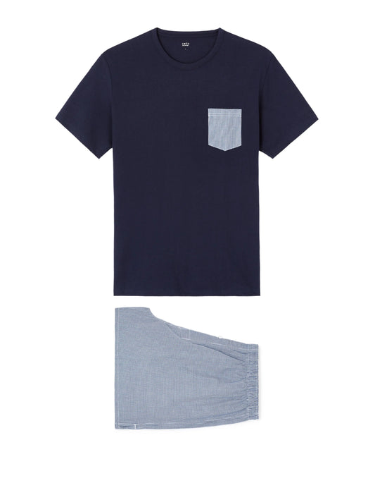 Cotton Short Pajamas - Navy