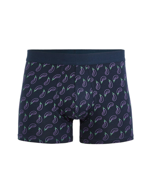 Aubergine Stretch Cotton Boxer Shorts - Navy