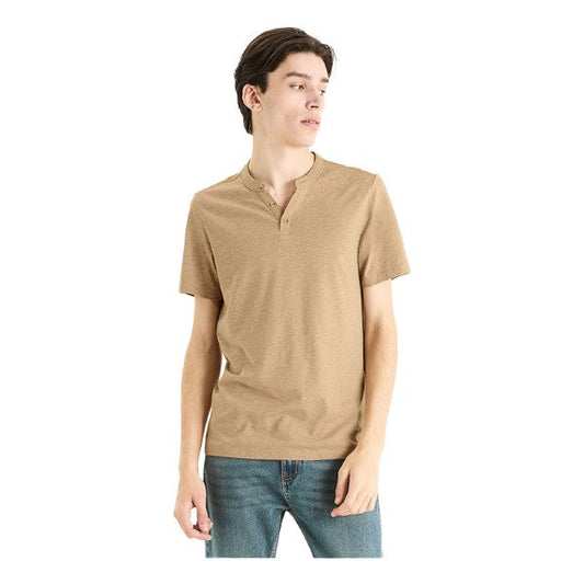 Cotton Blend Straight Neck T-Shirt