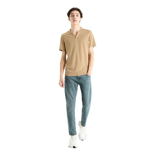 Cotton Blend Straight Neck T-Shirt