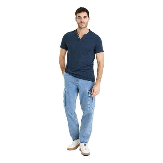 Cotton Blend Straight Neck T-Shirt