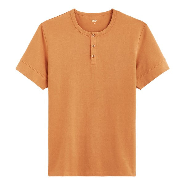 CELIO Stretch Cotton Tunisian Collar T-Shirt