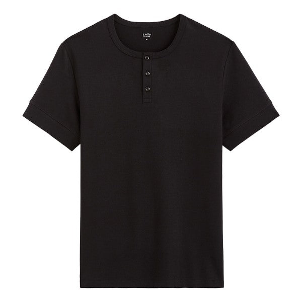 CELIO Stretch Cotton Tunisian Collar T-Shirt