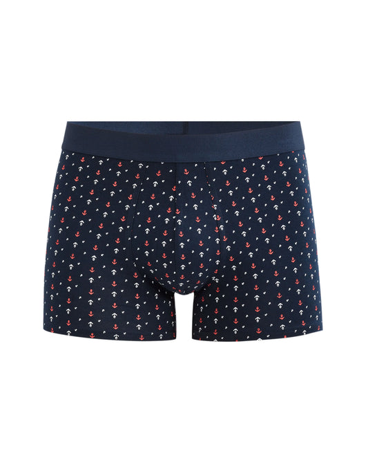 Anchor Stretch Cotton Boxer Shorts - Navy