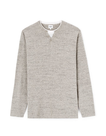 Henley Collar Mixed Sweater