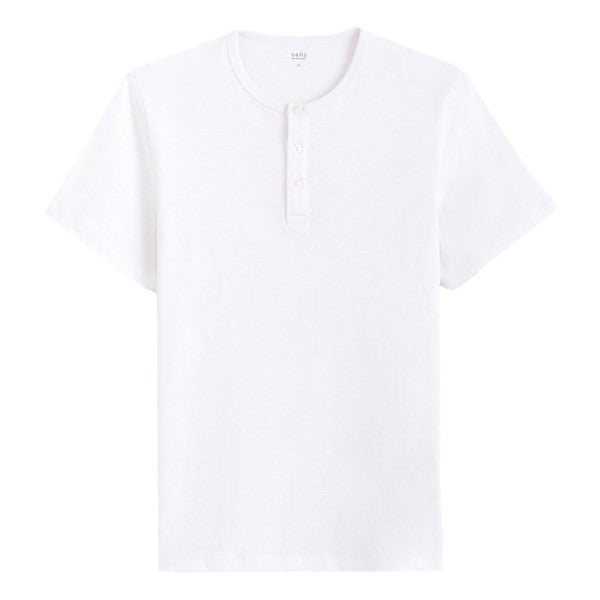 CELIO Cotton Henley Neck T-Shirt